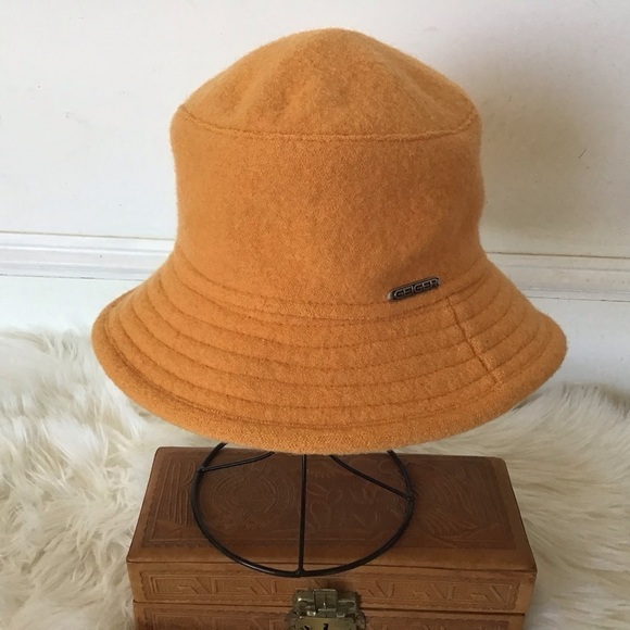 Geiger Womens 100% Wool Bucket Hat Burnt Orange Ribbed Brim 22” circumference - Picture 1 of 5